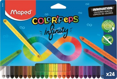 Színes ceruza készlet, háromszögletű, MAPED "Color`Peps INFINITY", 24 különböző szín