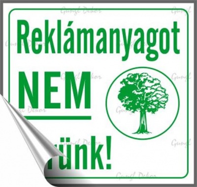 Információs matrica, 8,7x8,3 cm, "Reklámanyagot nem kérünk"