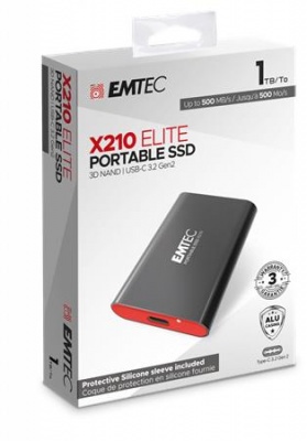 SSD (külső memória), 1TB, USB 3.2, 500/500 MB/s, EMTEC "X210"