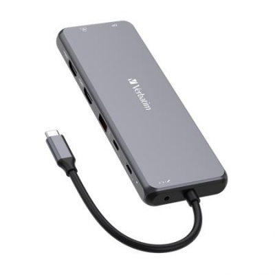 USB elosztó-HUB, 2xUSB-C PD/2xHDMI/DP/6xUSB-A/RJ45/audio, VERBATIM