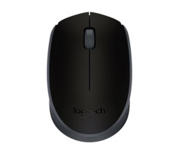 Egér, vezeték nélküli, optikai, közepes méret, USB, LOGITECH "M171", fekete